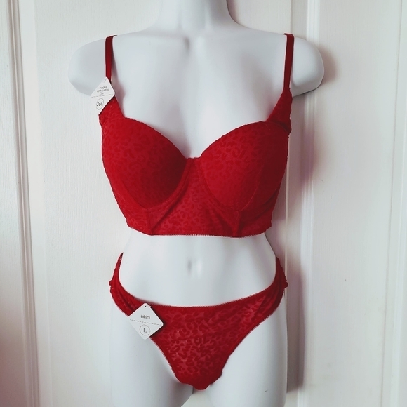 Rene Rofe Balconette and Panty Set Red 36C - Picture 1 of 7